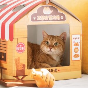 スポット🔹韓国直送🇰🇷 猫の飼い主必携おもちゃシリーズ - キャビン付きベーカリー型猫用スクラッチボード